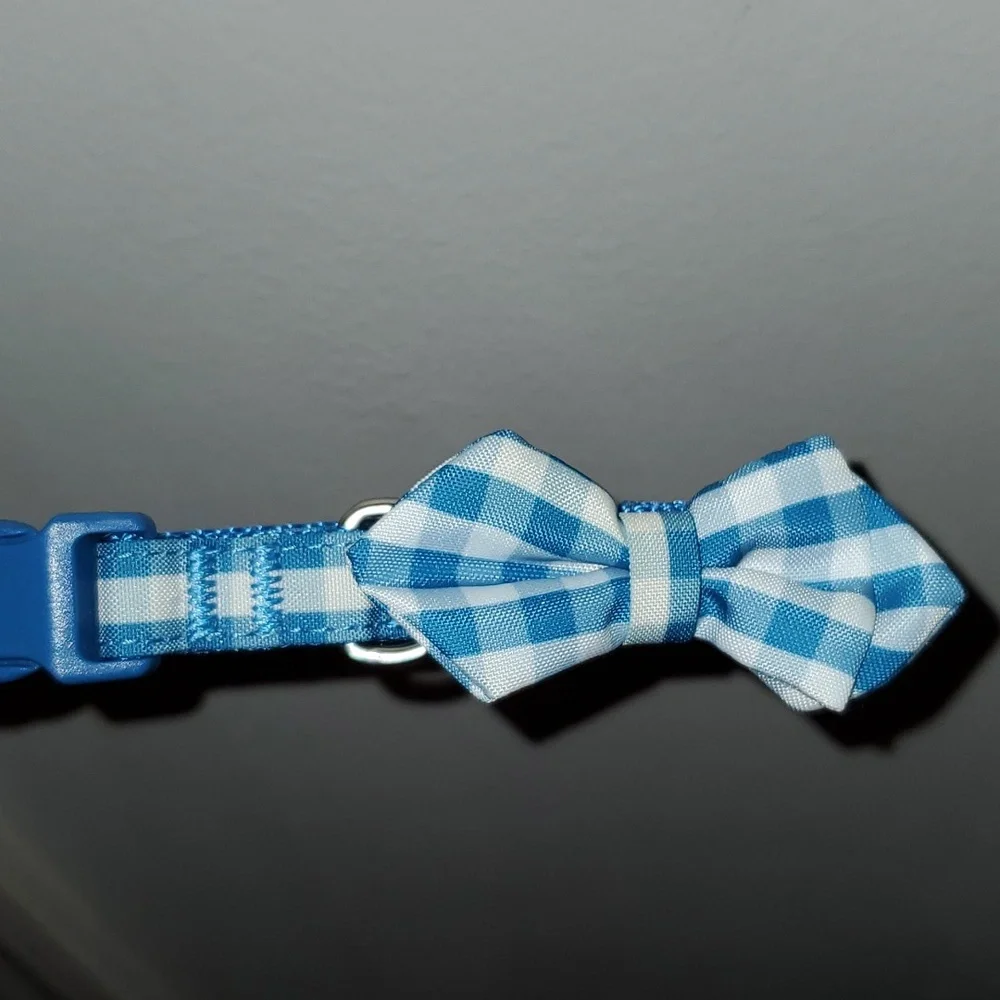 New Top Paw Blue & White Gingham Pet Plaid Dog Cat Bow Collar Xsmall & Small